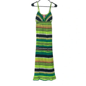 NWT Bright Green and Black Neon‎ Summer Maxi Dress Size Medium